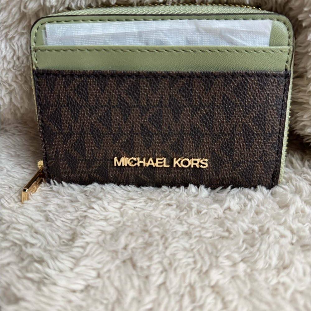 Michael Kors Olive and Chocolate Card Holder
